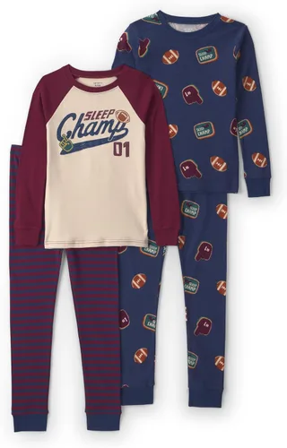 Vista 32 de Carter's Conjunto de pijama de algodón ajustado de 4 piezas para niños Perro rayado