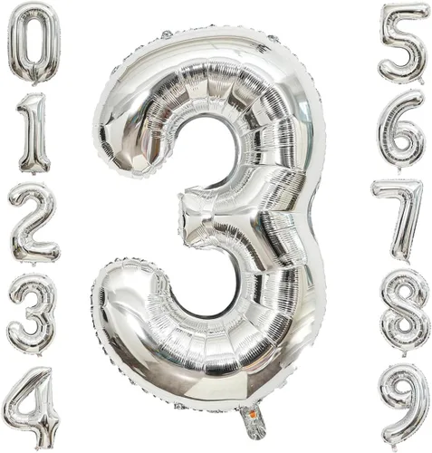 Vista 23 de Globos de 0 números plateados 0 globos de número 40 pulgadas número 0 globos de aluminio Mylar