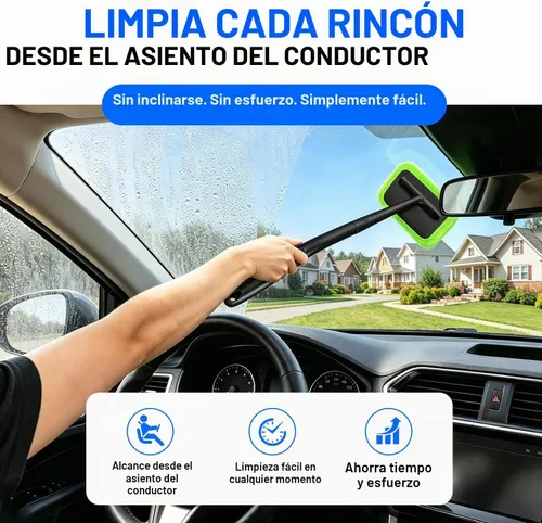 Vista 2 de Xindell - Limpiador de ventanas de coche - Juego de limpiaparabrisas, capó de microfibra, limpiador exterior e interior de coche con mango largo