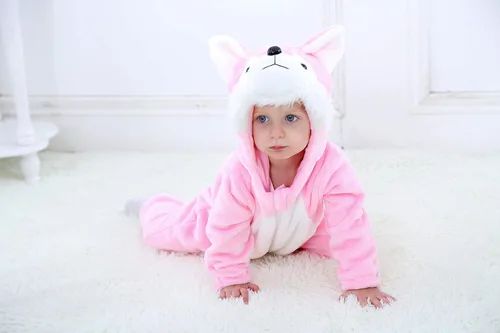 Vista 9 de TONWHAR Disfraz unisex para bebé, pijama de dibujos animados de perro, dinosaurio para niños pequeños