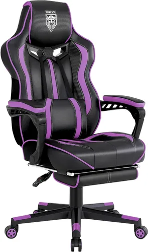 Vista 13 de Vonesse Silla para Videojuegos, Silla de Oficina para Computadora con Reposapiés, Sillas Reclinables para Juegos para Adultos, Silla Ergonómica