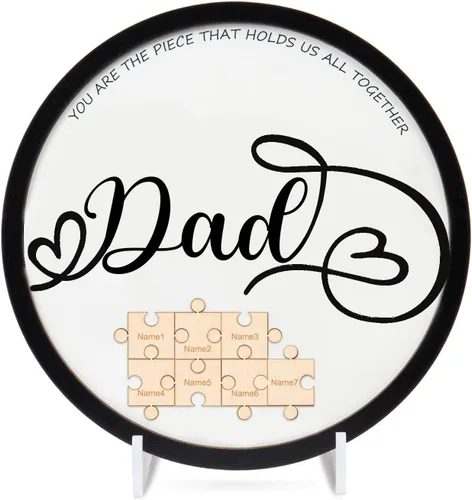 Vista 10 de Letrero personalizado con nombre de la familia, adornos de madera para la familia, placa de rompecabezas con nombre personalizado, decoración