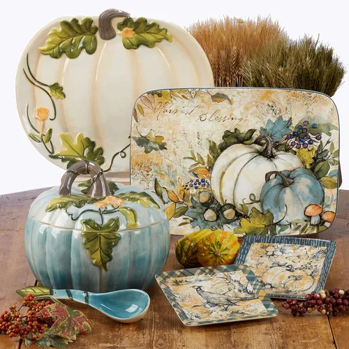 Vista 5 de Certified International Harvest Gatherings - Platos llanos de 11 pulgadas, multicolor, grandes, juego de 4
