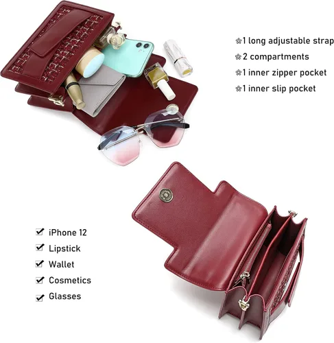 Vista 4 de LL LOPPOP Bolso cruzado pequeño con clase, bolsos de mano superior para mujer, bolsos con asa