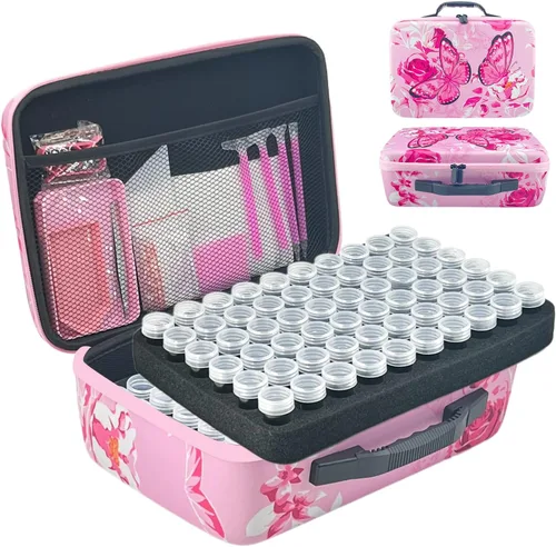 Vista 22 de Contenedores de almacenamiento de pintura de diamantes, 30 ranuras para accesorios de pintura de diamantes y herramientas para estuche organizador
