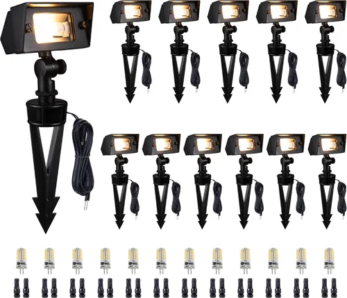 Vista 44 de Gardenreet Luz de Inundación de Latón Sólido - Iluminación de Lavado de Pared LED de Bajo Voltaje para Paisaje 12V, Impermeable IP65 para Exterior
