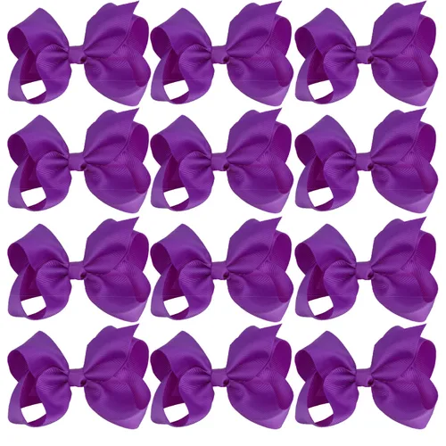 Vista 16 de Lazos para el cabello de 4 pulgadas para niñas y bebés, 12 unidades, color sólido (verde manzana)