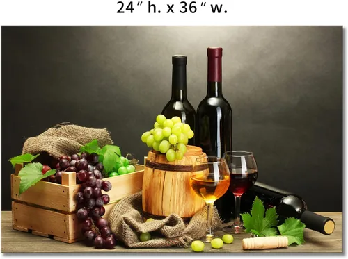 Vista 7 de Vino de uva en botella, tazas de arte de pared, pintura de la imagen, impresión en lienzo, imágenes de alimentos para decoración del hogar, regalo