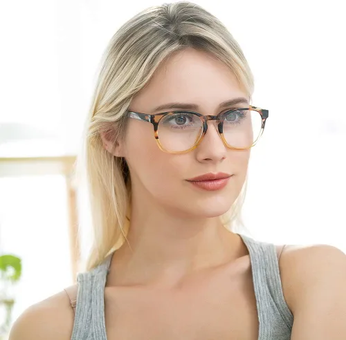 Vista 8 de Gafas de lectura K Kenzhou para el ordenador, con bloqueo de luz azul, gafas ligeras para mujer, paquete de 2 unidades (negro/amarillo)
