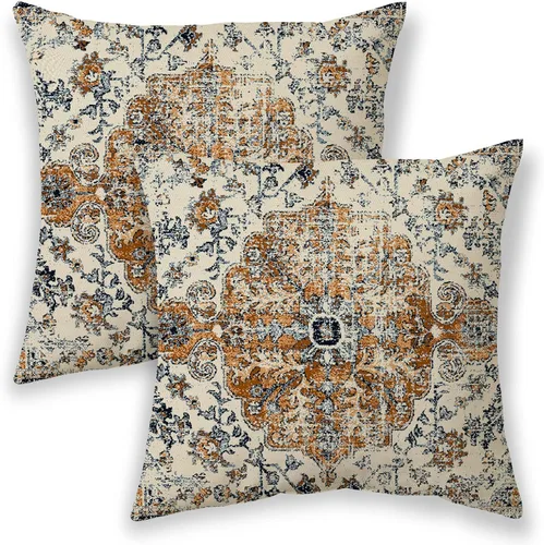 Vista 20 de BETGINY Fundas de almohada boho de 16x16 pulgadas, diseño étnico marrón beige, fundas de almohada decorativas para exteriores para sofá