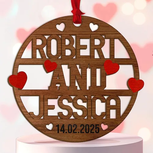 Vista 18 de Adorno personalizado para el primer aniversario, recuerdo romántico de corazón de cerámica con nombres y año, regalo para parejas, decoración única