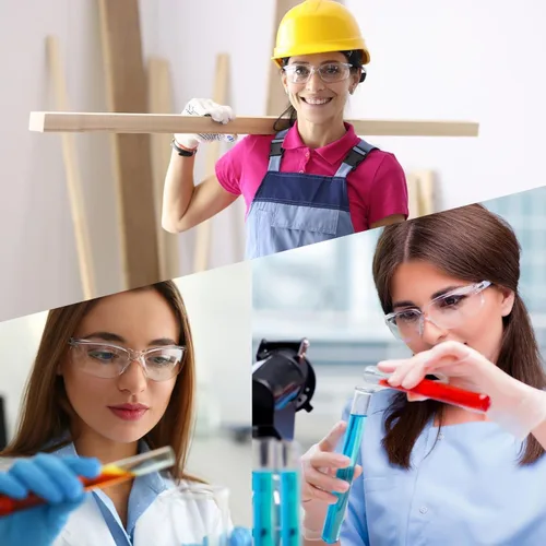 Vista 7 de Paquete de 150 gafas de seguridad transparentes, ligeras, protectoras para uso en interiores y exteriores, mujeres y hombres, trabajo, laboratorio