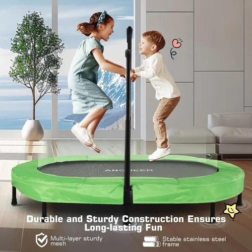 Vista 4 de ANCHEER Trampoline for Kids, Toddler Trampoline Indoor Sports and Outdoor Games 56" Kids Rebounder 220LBS Capacity with Adjustable Safety Handrail