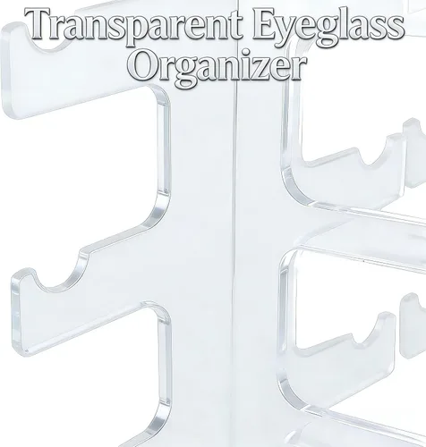 Vista 8 de MAGIKON Soporte de 5 capas para gafas, gafas, gafas de sol, soporte de exhibición de marco de moda (dos filas, transparente)