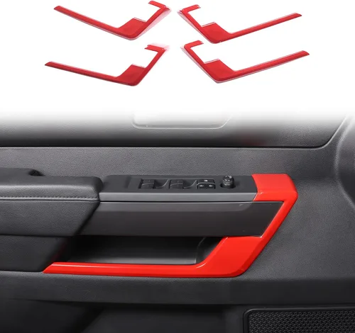 Vista 13 de Cubierta de Panel de Puerta Interior de Automóvil Compatible con Toyot@ Tundra 2022 2023 2024, Cubierta de Panel de Manija de Puerta Interior de ABS
