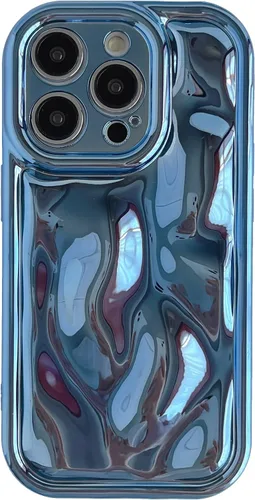 Vista 17 de Caseative Funda para iPhone 14 Pro, color negro Suavidad de la galjanoplastia de cromo del patrón de la burbuja del meteorito de la onda