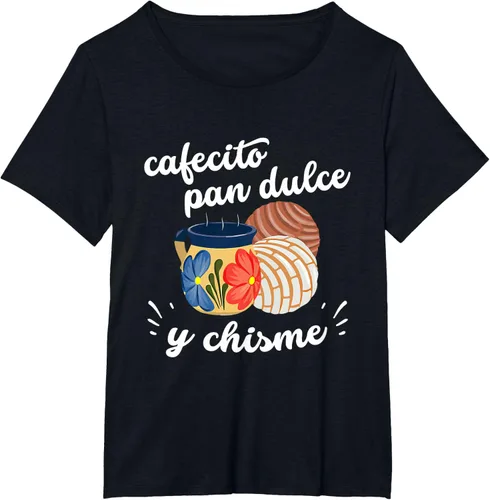 Vista 25 de Camiseta Cafecito Pan Dulce y Chisme Mexican Hispanic Pride Breakfast Negro