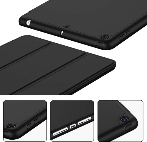 Vista 3 de iMieet Funda para iPad 9.7 (modelo 2018/2017, 6ª/5ª generación), funda inteligente con soporte para lápiz y parte trasera de silicona suave de piel