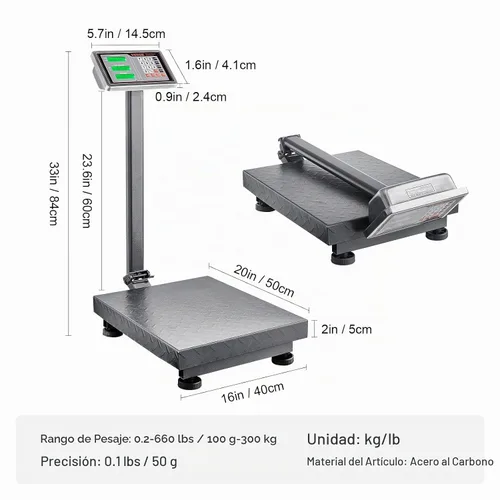 Vista 7 de VEVOR Báscula de plataforma digital para computación, carga de 660 libras, báscula de piso de computación de precisión de 0.1 libras con LB/kg