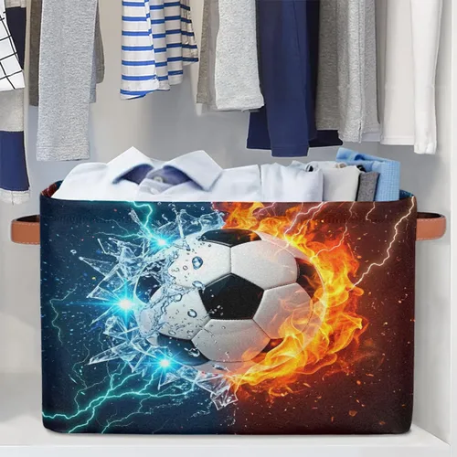 Vista 5 de AUUXVA SEULIFE - Cesta de almacenamiento plegable para fútbol y fútbol en agua de fuego, organizador grande plegable, cubos de almacenamiento, cajas