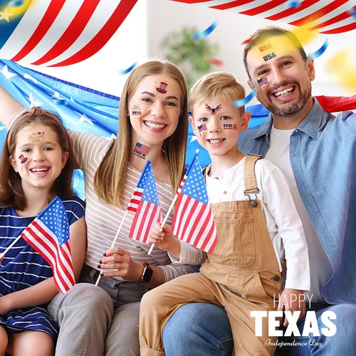 Vista 4 de Decoraciones del 4 de julio, tatuajes temporales de Estados Unidos Giltter, bandera de Estados Unidos, Let's get LIT All American Girl