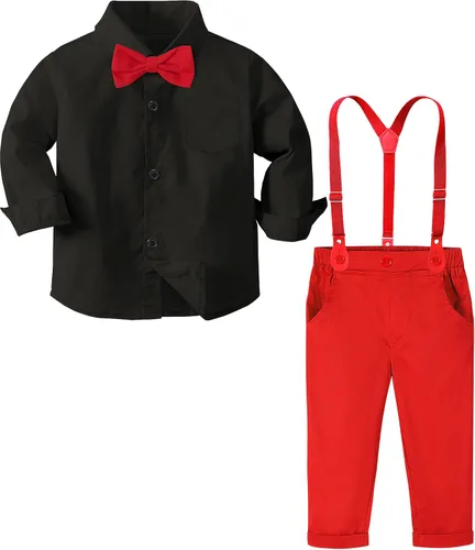 Vista 28 de A&J DESIGN Conjunto de ropa formal para niños pequeños con tirantes y tirantes