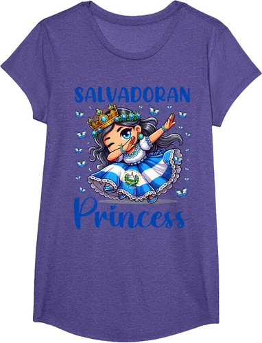 Vista 20 de Camiseta de princesa salvadoreña dabbing para niñas y niños