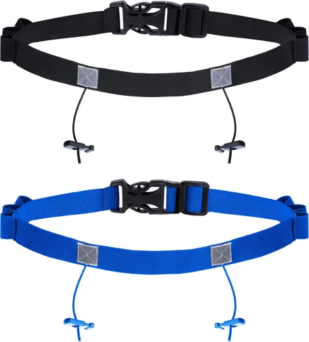 Vista 10 de JOVITEC Cinturón de número de carrera de 2 piezas con 6 bucles de gel para correr, ciclismo, triatlón, maratón