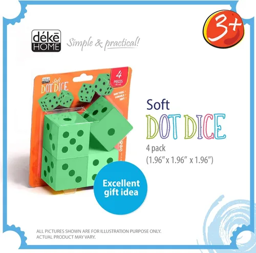 Vista 9 de Deke Home - Juego de dados de espuma (paquete de 4), dados grandes para el aula y la escuela en casa, color verde brillante, grande de 1.96