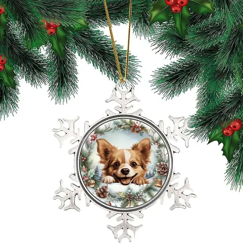 Vista 4 de Juguete ruso lindo divertido mirando perro cachorro árbol de Navidad adornos colgantes juguete ruso regalo de recuerdo de Navidad decoración de copo