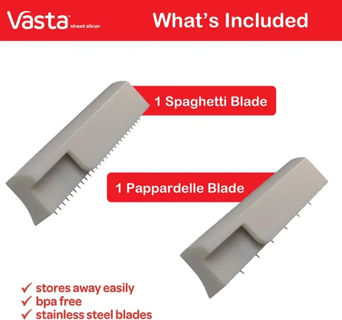 Vista 3 de Vasta - Cortador de verduras y hojas de frutas, cuchillas de acero inoxidable sin BPA, crea espaguetis y pappardelle bajos en carbohidratos, keto