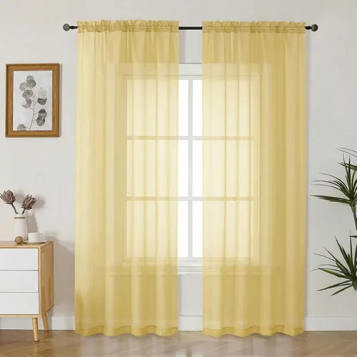 Vista 165 de Gwine Cortinas transparentes negras de 108 pulgadas de largo Negro