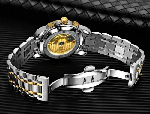 Vista 5 de CARNIVAL Reloj de lujo para hombre, mecánico automático, de acero inoxidable, cristal de zafiro, impermeable, para hombre