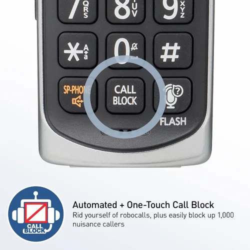 Vista 4 de Panasonic Link2Cell - Sistema de teléfono inalámbrico expandible Bluetooth DECT 6.0 con contestador automático y bloqueo de llamadas - 3 auriculares
