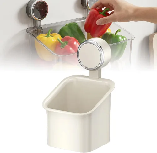 Vista 12 de Caja de almacenamiento de succión para baño sin taladros, potente soporte de almacenamiento de ventosa, organizador de ducha extraíble para colgar