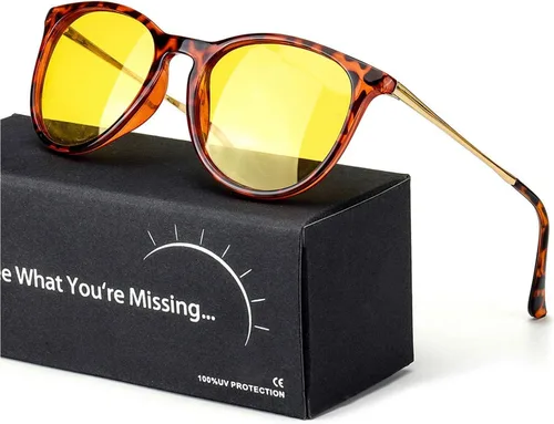 Vista 2 de TJUTR Paquetes de lentes de conducción nocturna para mujer, lentes amarillas polarizadas HD que reducen el deslumbramiento, seguridad nocturna