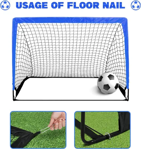Vista 5 de Simple Deluxe Juego de 2 porterías de fútbol portátiles de 4 x 3 pies, red de fútbol desplegable para juegos de patio trasero y entrenamiento