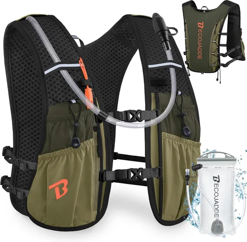 Vista 10 de BECOJADDE Chaleco de Hidratación Mochila para Correr para Hombres Mujeres, Mochila de Hidratación Ligera de 5L para Correr, Chaleco de Hidratación
