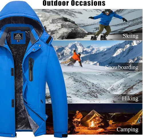 Vista 7 de MAGCOMSEN - Abrigos de invierno para hombre, impermeables, con forro polar, parka, con capucha, para esquiar, senderismo, trabajo