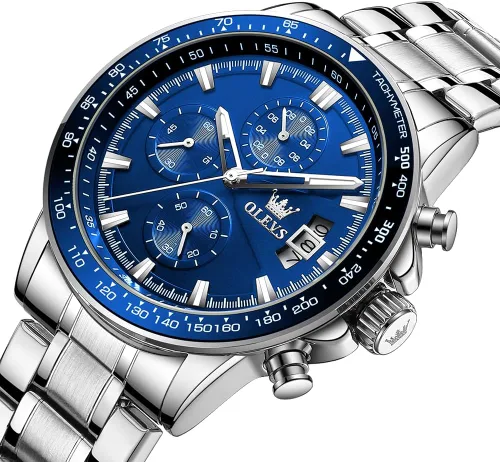 Vista 2 de OLEVS Watch for Men, Fashion Business Dress Mens Watches, Luminous Date Stainless Steel Waterproof Analog Two Tone Casual Quartz Wristwatch