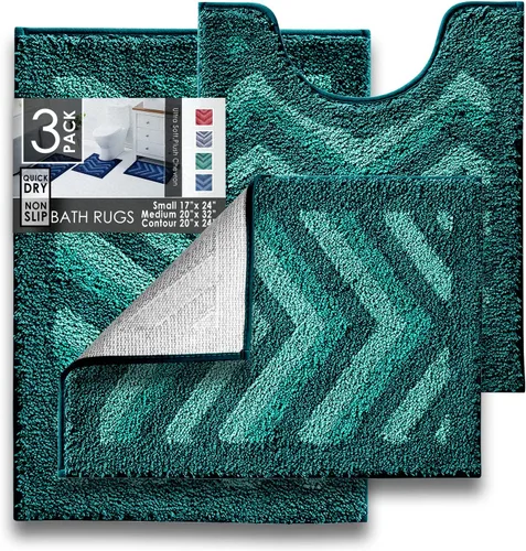 Vista 37 de Clara Clark Alfombras de baño, alfombras de baño ultra suaves y peludas - tapetes de baño para baño, lavable a máquina, base antideslizante de goma