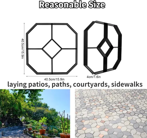 Vista 7 de Jovenn Walk Stone Maker, molde de pavimentación reutilizable para hormigón Pathmate Stone Mold Walk Maker para jardín, patio, para trabajadores