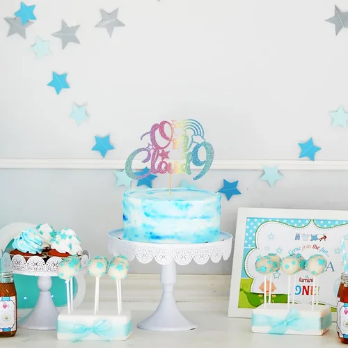 Vista 5 de On Cloud 9 - Decoración para tartas de 9 años de niña y niño, letrero con texto en inglés "I I'm Nine Cloud", decoración de pasteles para fiesta