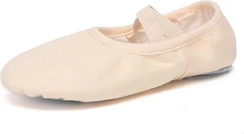 Vista 5 de Danzcue Zapatos de ballet para mujer, lona suave, piel sintética, zapatillas de baile para adultos, ideales para mujeres