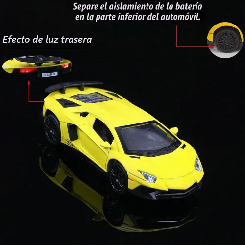 Vista 5 de iLooboo Vehículo de juguete coleccionable Lamborghini de aleación con luces y sonido