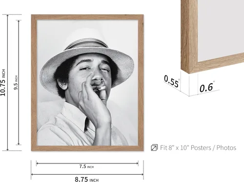 Vista 3 de Poster Master Póster de fotografía vintage, impresión de retrato retro, regalo para artista, amigo, joven Barack Obama fumando cigarrillo