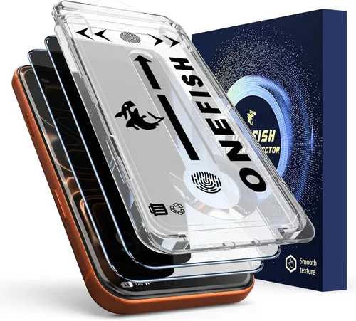 Vista 8 de OneFish Película de vidrio para iPhone 11 / XR, vidrio templado, automático, a prueba de polvo, sin burbujas, película protectora fácil de aplicar