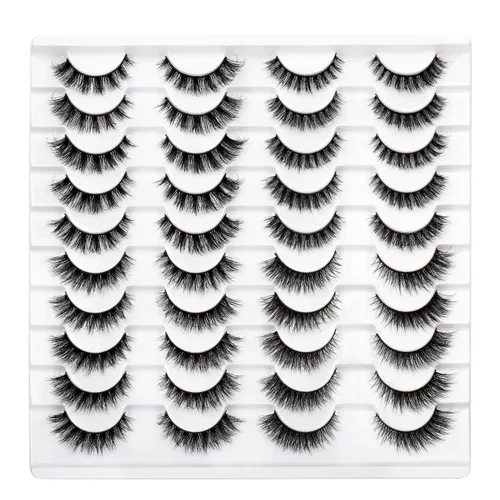 Vista 98 de Pooplunch - Pestañas postizas estilo ojo de gato, extensión de volumen 8D natural, finas, cortas, de visón sintético, tiras de pestañas postizas