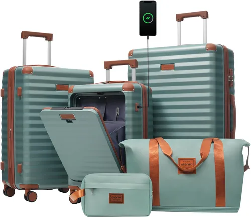 Vista 23 de Merax Equipaje Sets 2 piezas Hardshell 20&28 IN Maleta Set con bolsa de lona