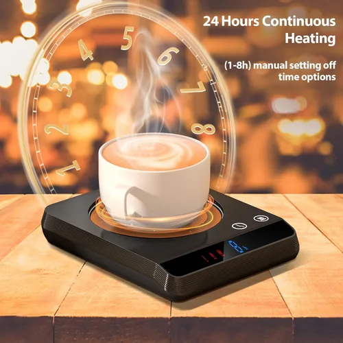 Vista 5 de Misby Calentador de tazas, calentador de café y calentador de tazas para escritorio con 3 ajustes de temperatura, encendido y apagado automático por